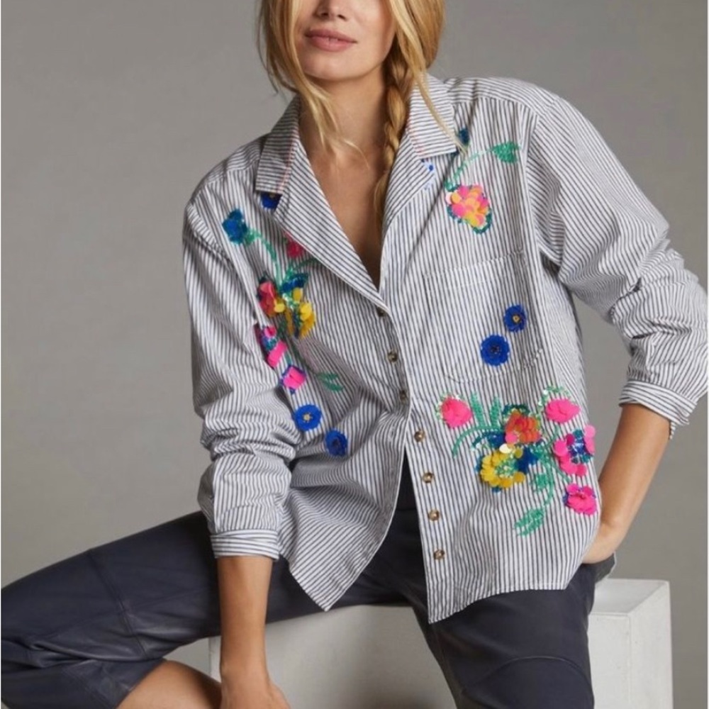 COPY - Maeve Embroidered Buttondown | Anthropologie | Size: 8